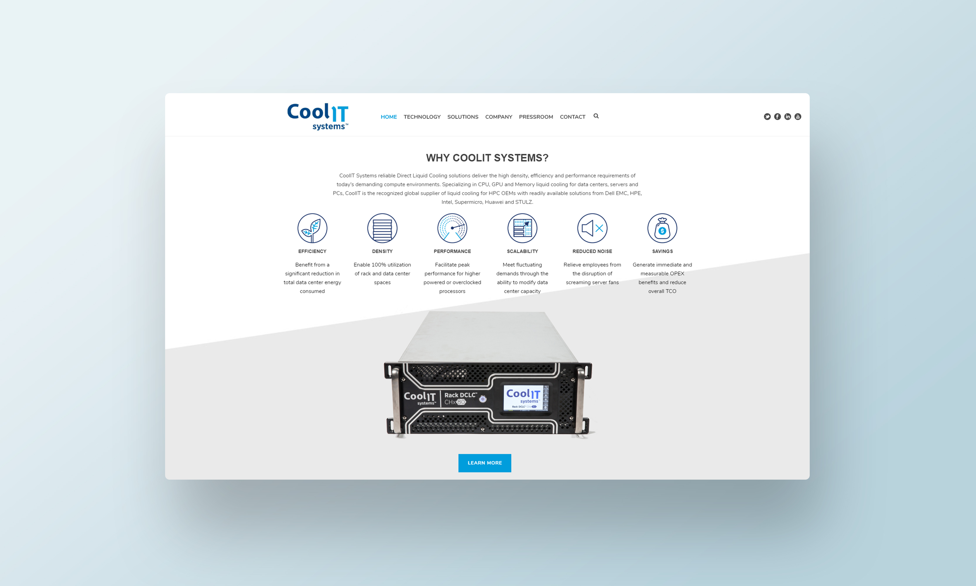 CoolIT Home Page Website Mockup