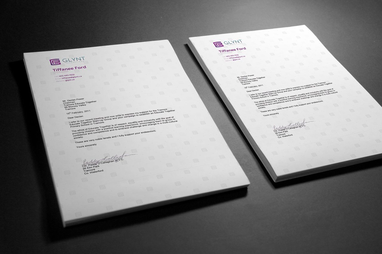 Glynt Productions Calgary Letterhead Design