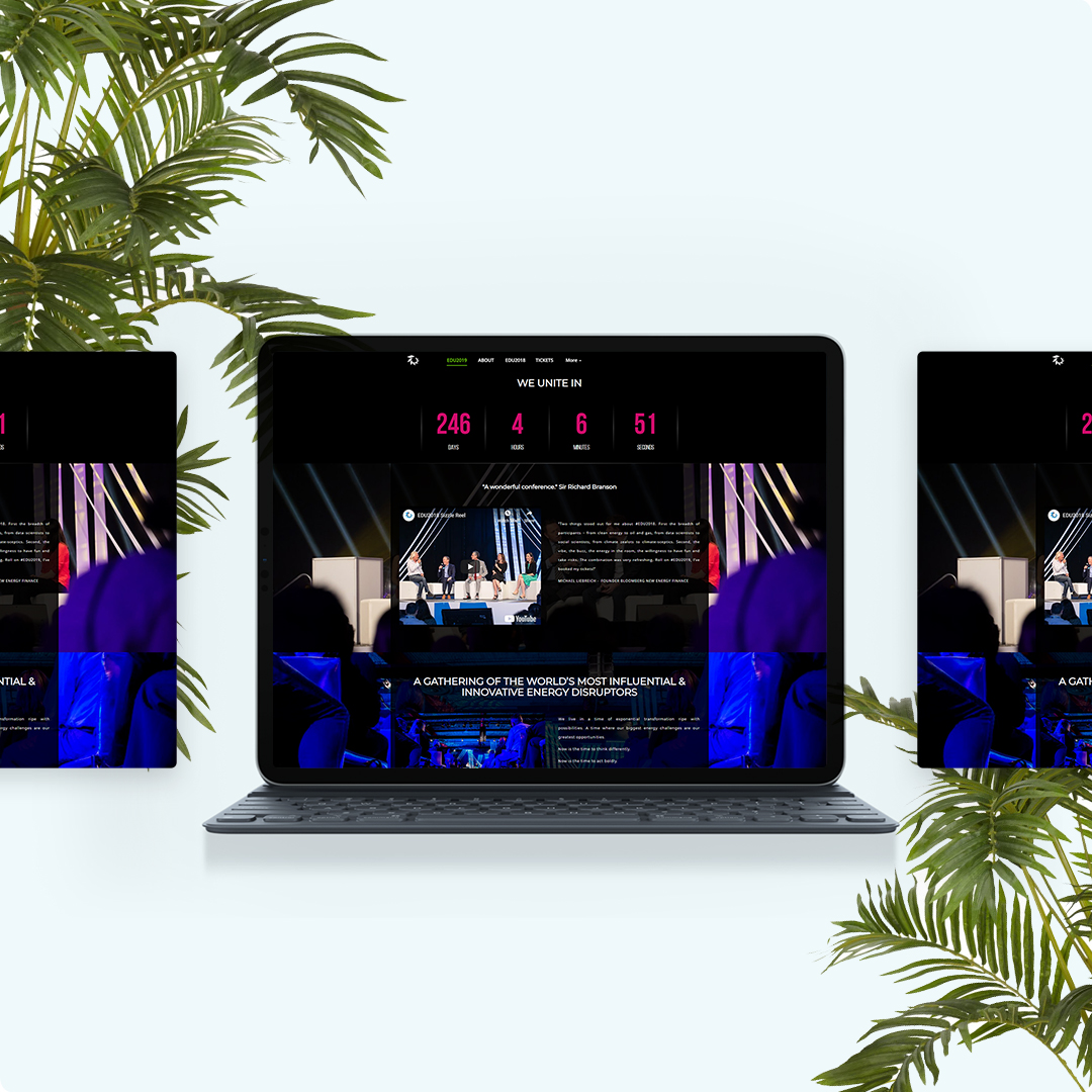 Website Mockup of Energy Disruptors on iPad showing Countdown
