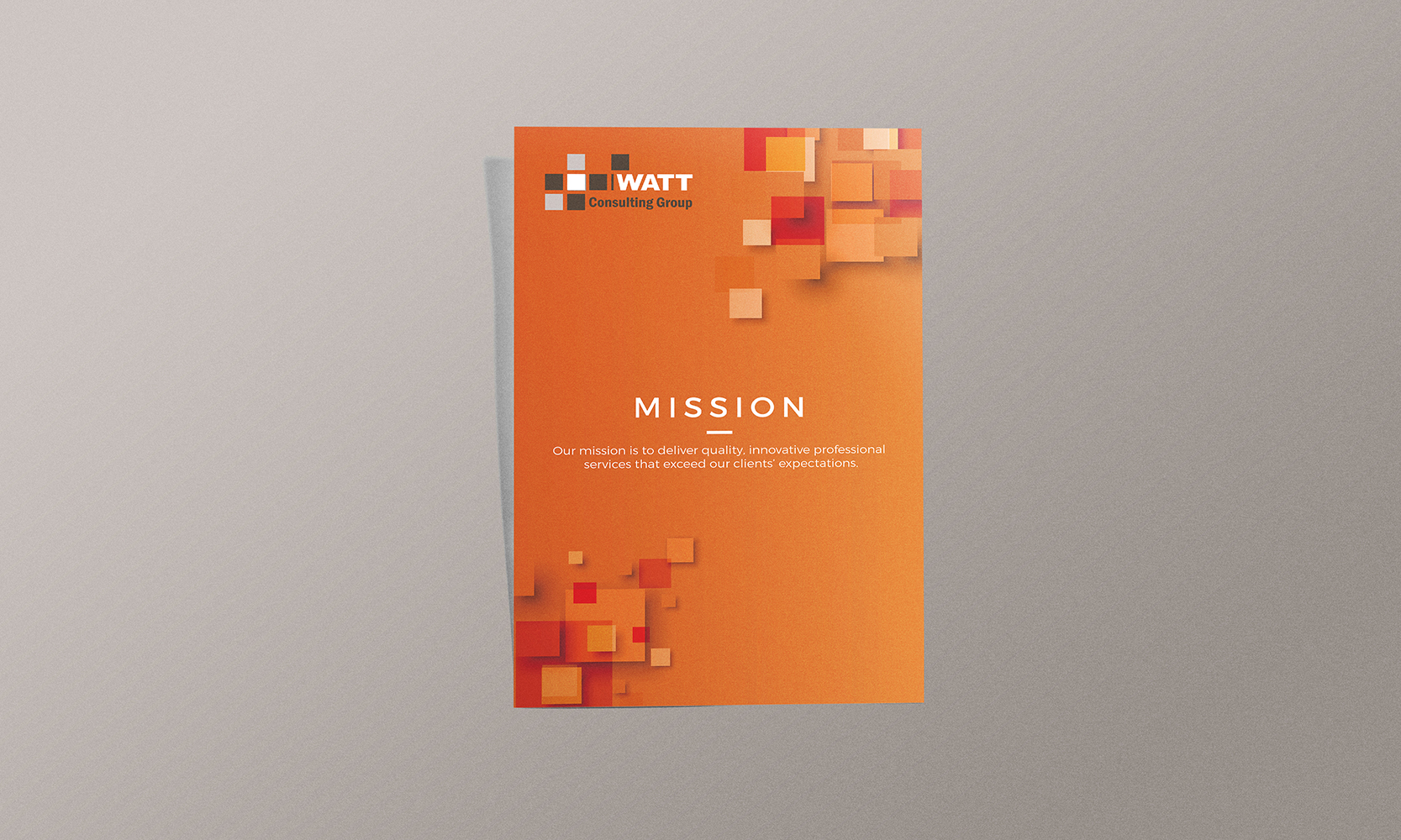 WATT Consulting Group Orange Poster Mission Mockup