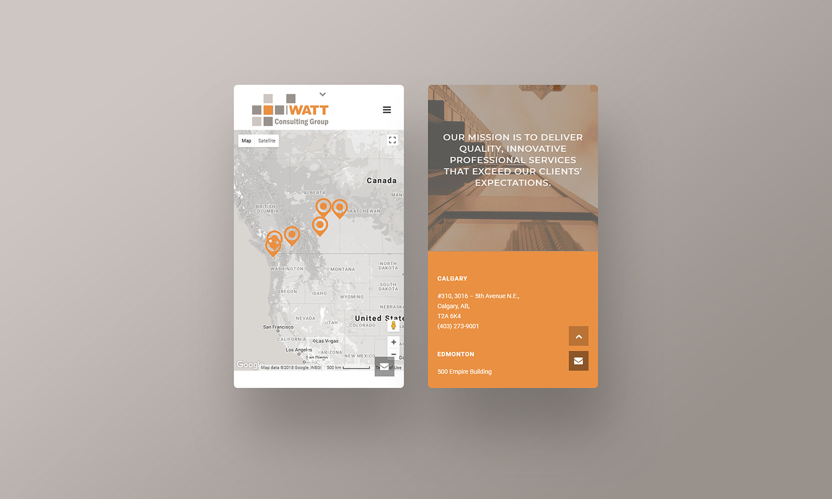 WATT Consulting Group Mobile Website Mockup