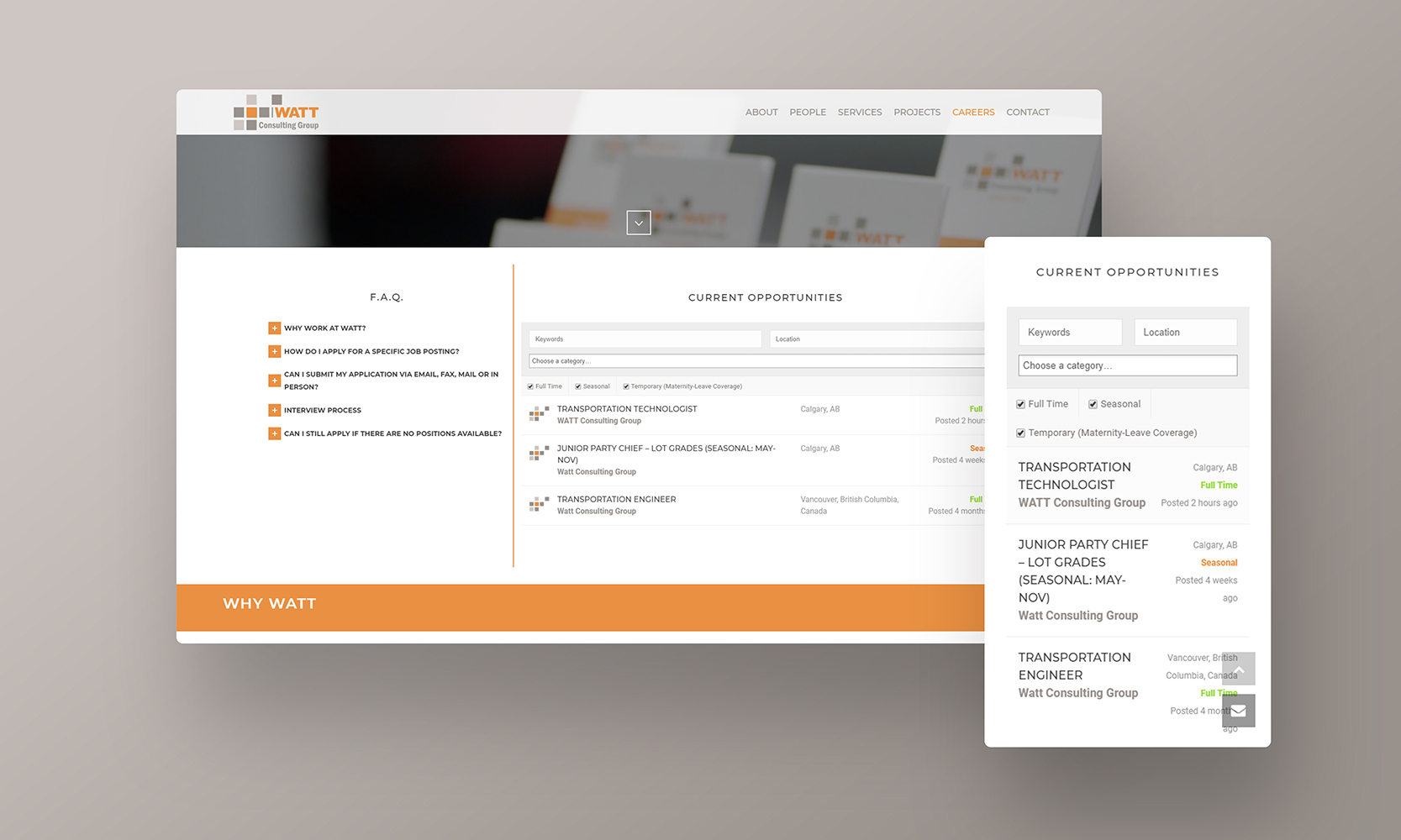 WATT Consulting Group Careers Website Mockup