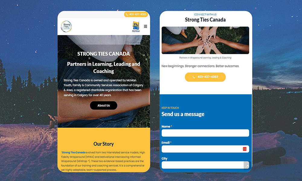 Strong Ties Canada Mobile Website Mockup